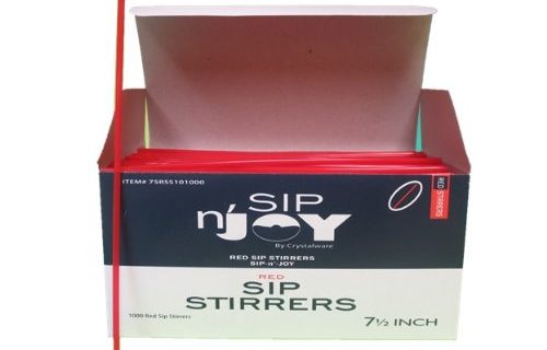 Crystalware Plastic Sip Stirrers 7 1/2 Inch 1000/box, Red