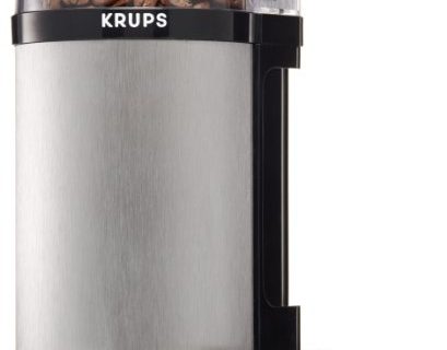 KRUPS GX4100 Electric Spice Herbs and Coffee Grinder with Stainless Steel Blades and Housing, 3-Ounce, Gray