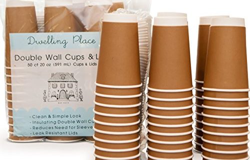 50 Paper Coffee 12 Oz Hot Cups, with Lid