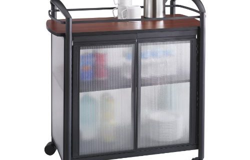 Safco Products 8966BL Impromptu Refreshment Hospitality Cart, Cherry Top/Black Frame